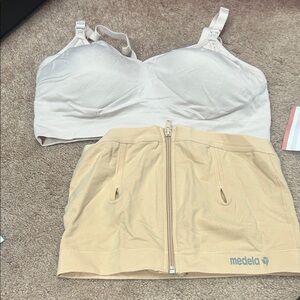 Two nursing bras- Medela pump bra & nursing support bra lg/xl  bin c c41